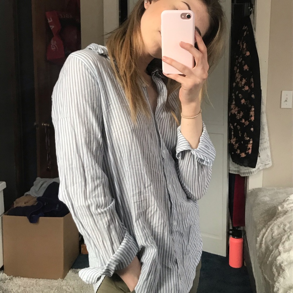 striped button down